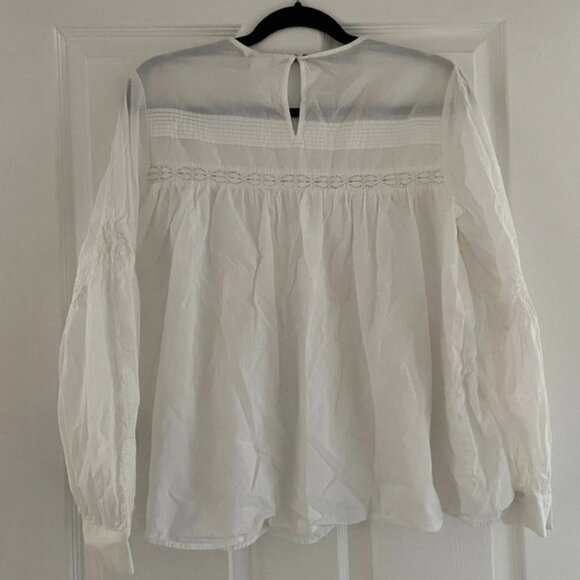 H&M white embroidered smock blouse size 8 - Picture 2 of 4